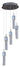 ET2 Fizz III 5-light pendant, Polished Chrome, front view of five bubble glass cubes under a round canopy