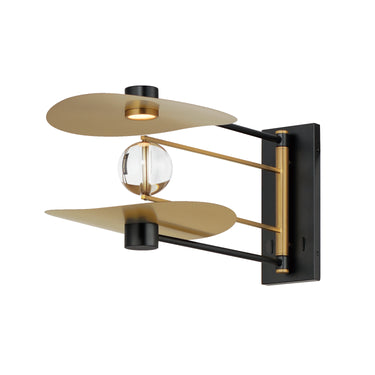 ET2 Pearl 2-Light LED Sconce Black/Natural Aged Brass