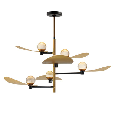ET2 Pearl 6-Light LED Chandelier Black/Natural Aged Brass