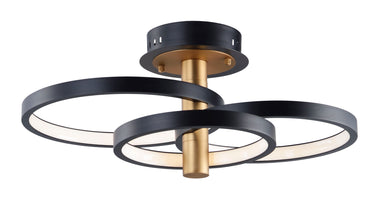 ET2 Hoopla 3-Light LED Semi Flush Mount Black/Gold