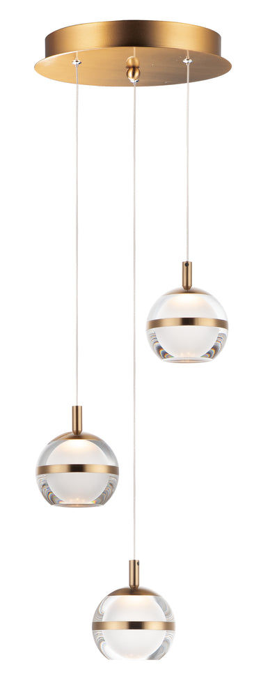 ET2 Swank 3-Light LED Pendant Natural Aged Brass