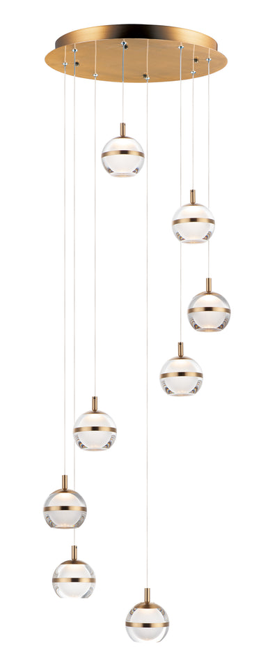 ET2 Swank 8-Light LED Pendant Natural Aged Brass