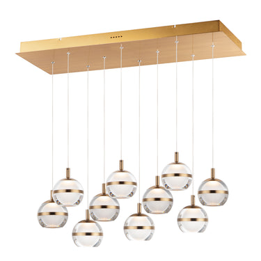ET2 Swank LED 10-Light Linear Pendant Natural Aged Brass