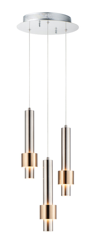 ET2 Reveal 3-Light LED Pendant Satin Nickel/Satin Brass