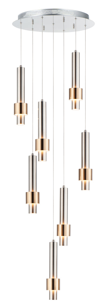 ET2 Reveal 7-Light LED Pendant Satin Nickel/Satin Brass