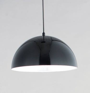 ET2 Hemisphere dome pendant in Gloss Black, angled view from below