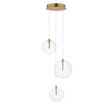 ET2 Global 3-Light LED Pendant Natural Aged Brass