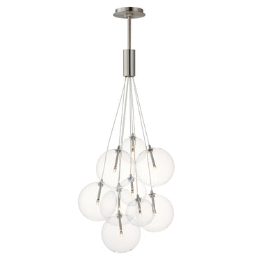 ET2 Burst 9-Light LED Pendant Clear Satin Nickel