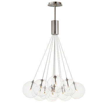 ET2 Burst 12-Light LED Pendant Clear Satin Nickel