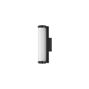 ET2 Vetra ribbed glass outdoor wall light, 4.75 x 13.25 in, front view