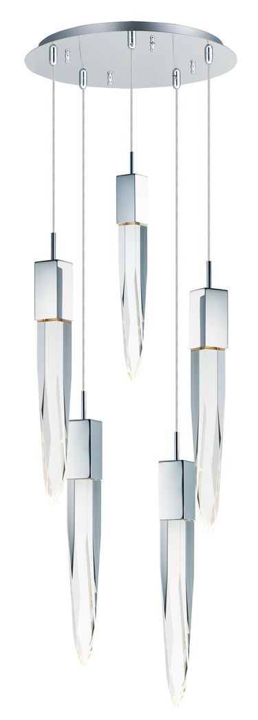 ET2 Quartz 5-Light LED Pendant Polished Chrome