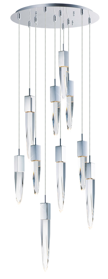 ET2 Quartz 10-Light LED Pendant Polished Chrome