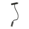 ET2 Continuum Reading track light, Black, front view of the gooseneck arm and lamp on its track adapter
