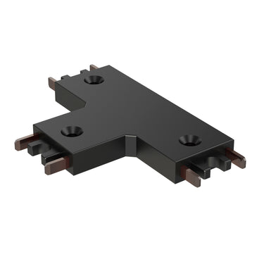 ET2 Continuum 3-way T track connector, Black, T-shaped block with three sets of contact prongs