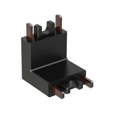 ET2 Continuum wall to ceiling track connector, Black, L-shaped bent block with upright contact prongs