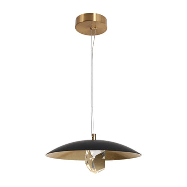 Eleutherius Modern black and brass pendant light with crystal accent