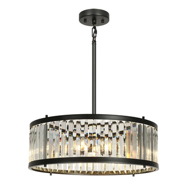 Elvira 24" Modern Black Crystal Drum Chandelier, HA05122