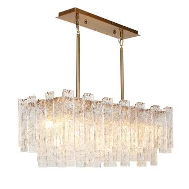 Engaveric 7-Light Modern Brass Linear Island Light - 31" Rectangle Kitchen Pendant
