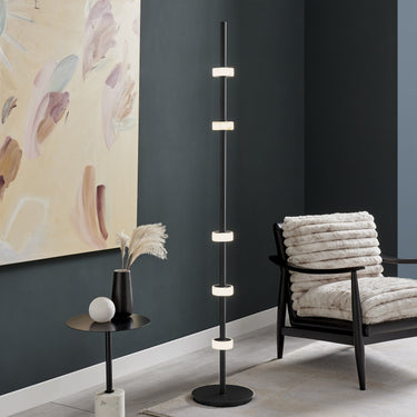 Finesse Decor Aluminum and Spanish Alabaster Floor Lamp Black