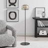 Finesse Decor Iron and Smoky Glass Floor Lamp Black