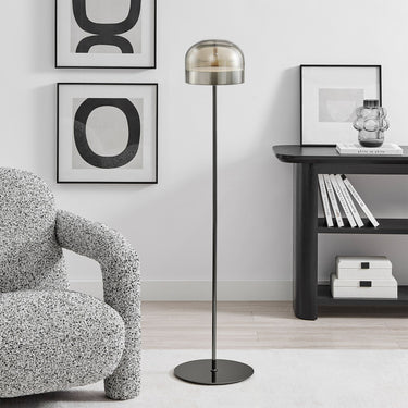 Finesse Decor Iron and Smoky Glass Floor Lamp Black