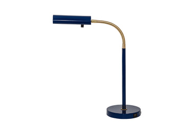 House of Troy Fusion Flex task table lamp navy blue/satin brass with USB port
