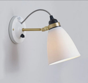 Original BTC Hector Medium Dome Wall Light with Switch in Satin Brass Grey Cable – detail 1