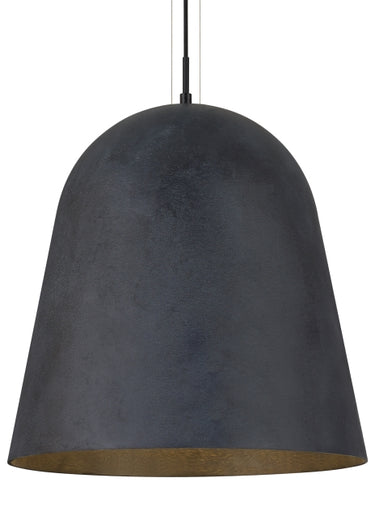 Fett Bell pendant light, weathered zinc finish, ideal for modern dining rooms.
