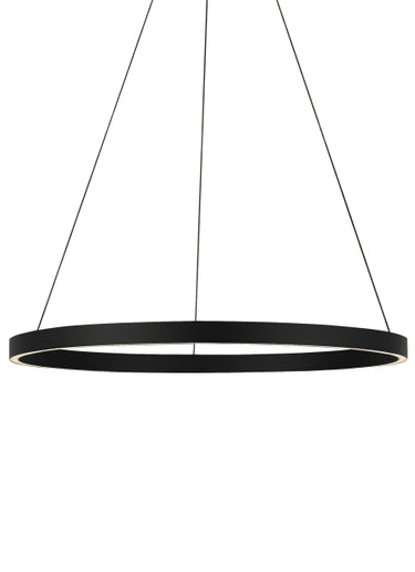 Fiama 30-Inch Modern LED Ring Chandelier – Visual Comfort Suspension Light for Dining & Foyer in Black Fin ish