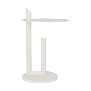 Soft white finish LED table lamp with modern cylindrical design by Visual Comfort