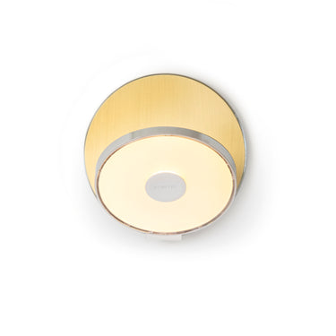 Koncept Gravy Wall Sconce Chrome Body Brass Plates Plug-In