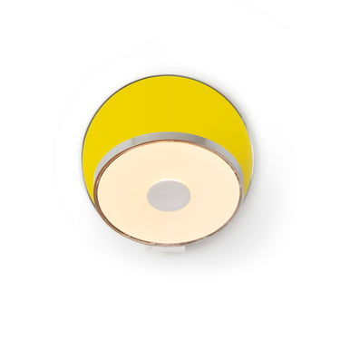 Koncept Gravy Wall Sconce Chrome Body Matte Yellow Plates Hardwire