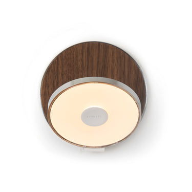 Koncept Gravy Wall Sconce Chrome Body Oiled Walnut Plates Hardwire