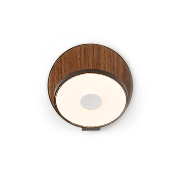 Koncept Gravy Wall Sconce Metallic Black Body Oiled Walnut Plates Hardwire
