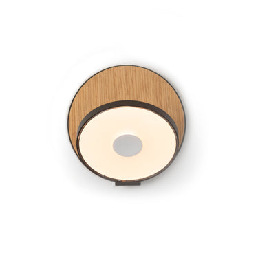 Koncept Gravy Wall Sconce Metallic Black Body White Oak Plates Plug-In