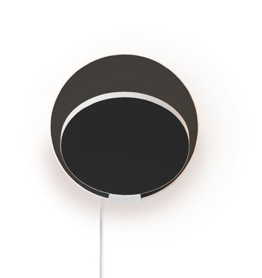 Koncept Gravy Wall Sconce Matte White Body Metallic Black Plates Plug-In
