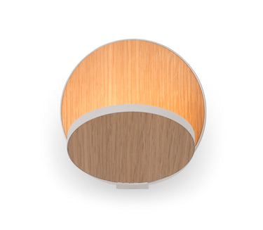 Koncept Gravy Wall Sconce Matte White Body White Oak Plates Plug-In