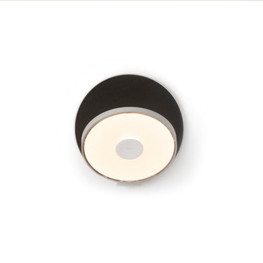 Koncept Gravy Wall Sconce Silver Body Metallic Black Plates Hardwire