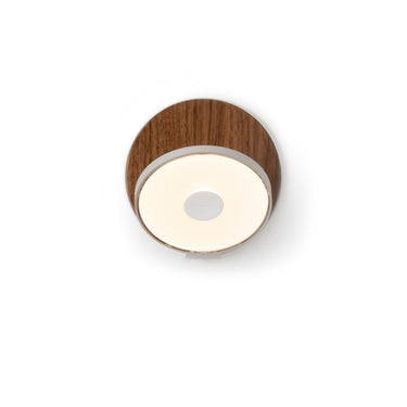Koncept Gravy Wall Sconce Silver Body Oiled Walnut Plates Hardwire