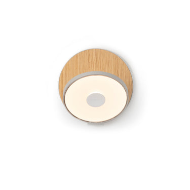 Koncept Gravy Wall Sconce Silver Body White Oak Plates Hardwire