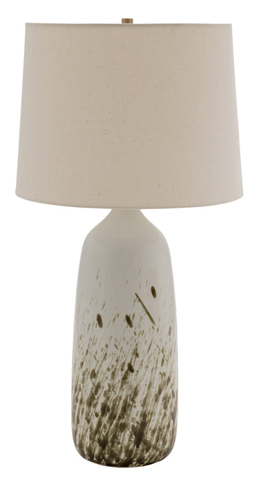 House of Troy Scatchard 31" Stoneware Table Lamps in Decorated White Gloss