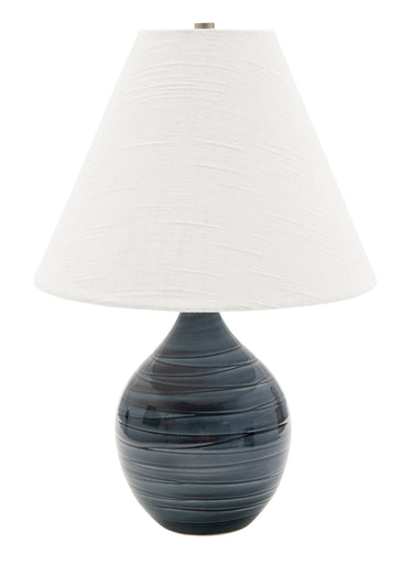 House of Troy Scatchard 19" Stoneware Accent Lamp in Scored Blue Gloss