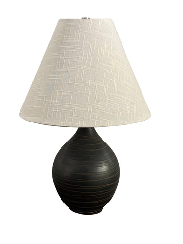 House of Troy Scatchard 19" Stoneware Accent Lamp in Scored Black Matte