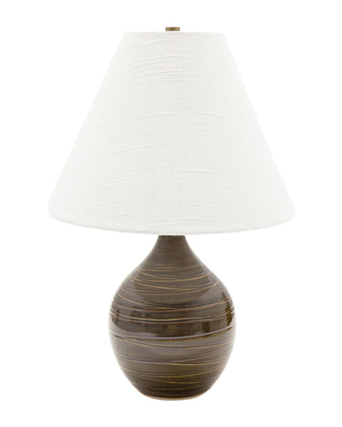 House of Troy Scatchard 19" Stoneware Accent Lamp in Scored Brown Gloss