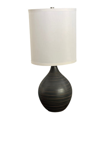 House of Troy Scatchard 20.5" Stoneware Table Lamps in Scored Black Matte