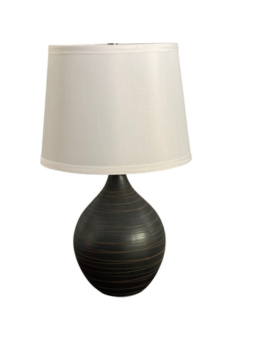 House of Troy Scatchard 18.5" Stoneware Table Lamps in Scored Black Matte