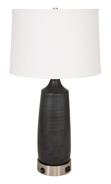 House of Troy Scatchard Table Lamps with SN Metal USB Base in Black Matte