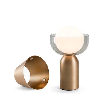 Koncept Guy LED Lantern Shade Brass Bowl Collar Dark Grey Glass