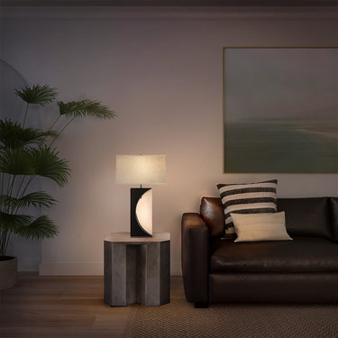 Nova of California Half Moon Table Lamp Night Light Feature 30 Charcoal Gray Wood Brushed Nickel