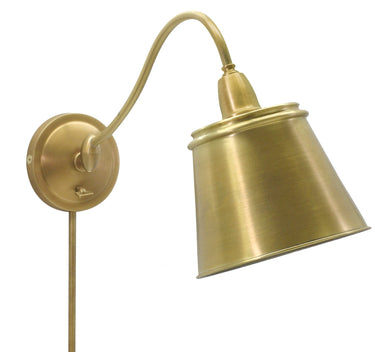 House of Troy Hyde Park Wall Swings Weathered Brass w/Metal Shade
